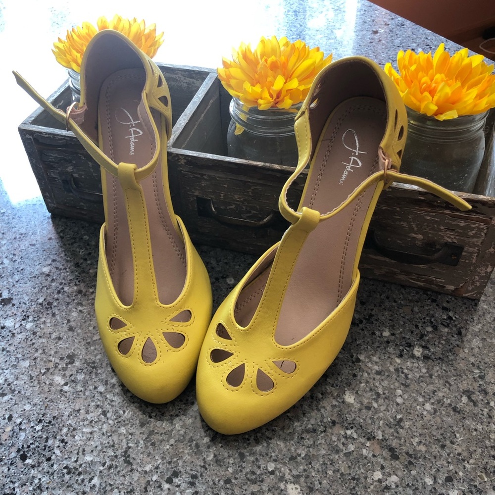 J Adams Canary Yellow Heels. Size 9. Never Worn.